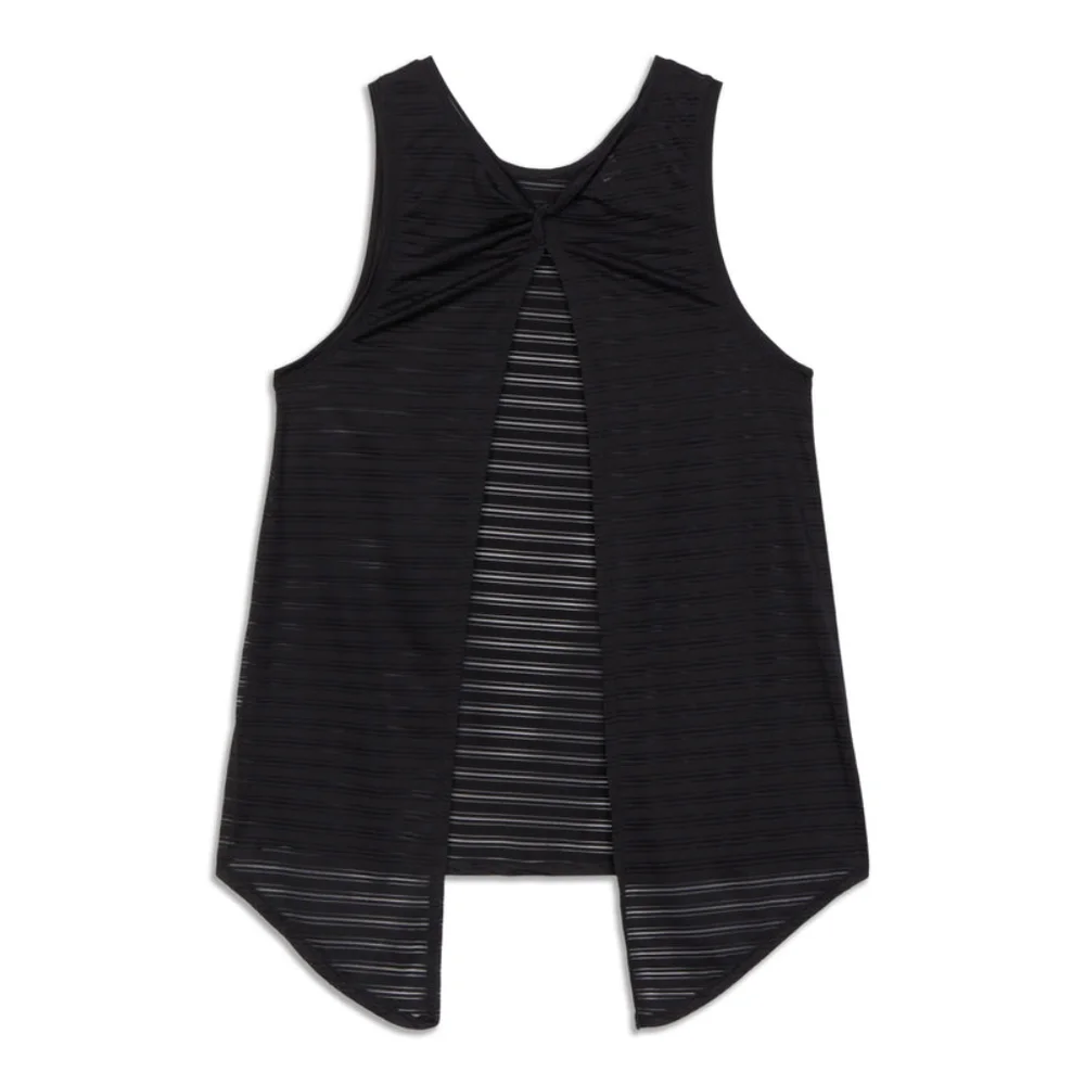 Lululemon Meet Halfway Tie Back Tank Top Black Size 6 Sheer Burnout
